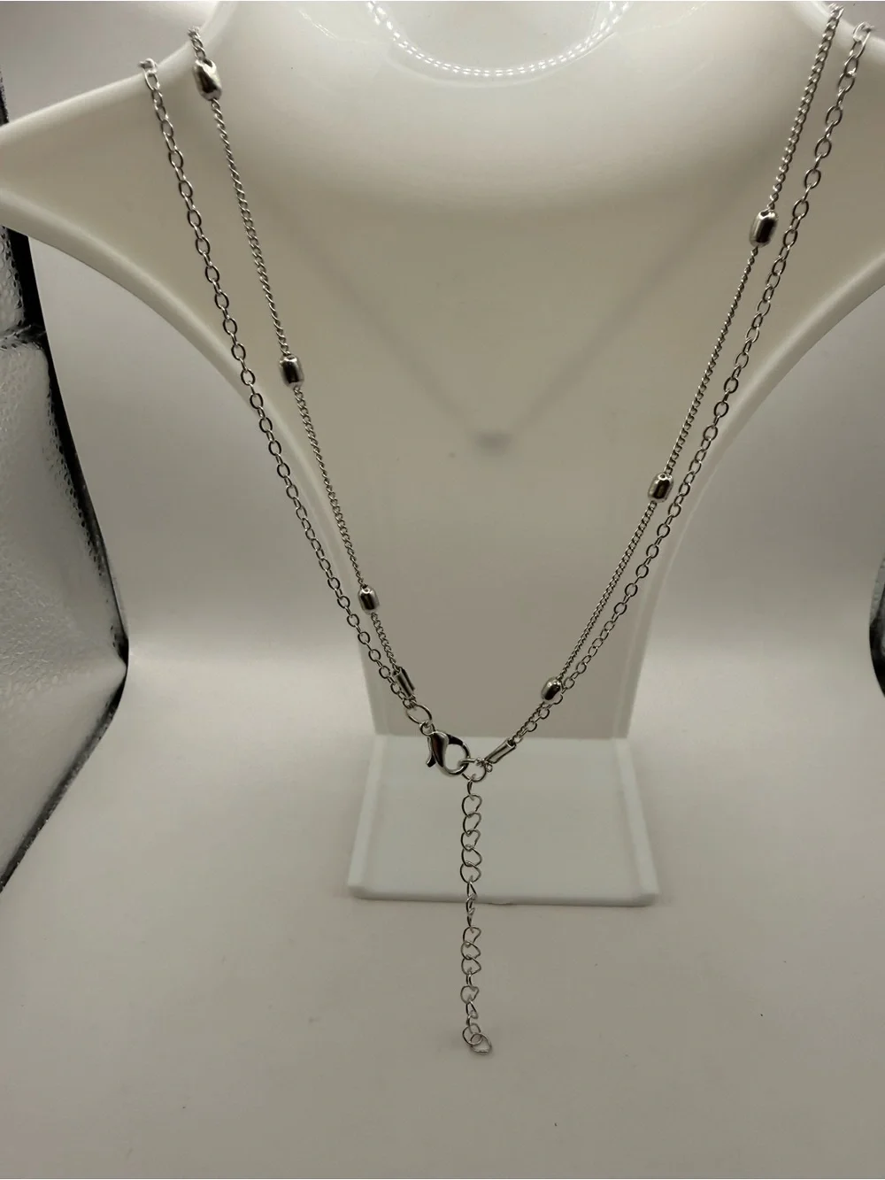 Woman's Silver -Tone Multi Layer Love Heart Charm Choker Chain Necklace